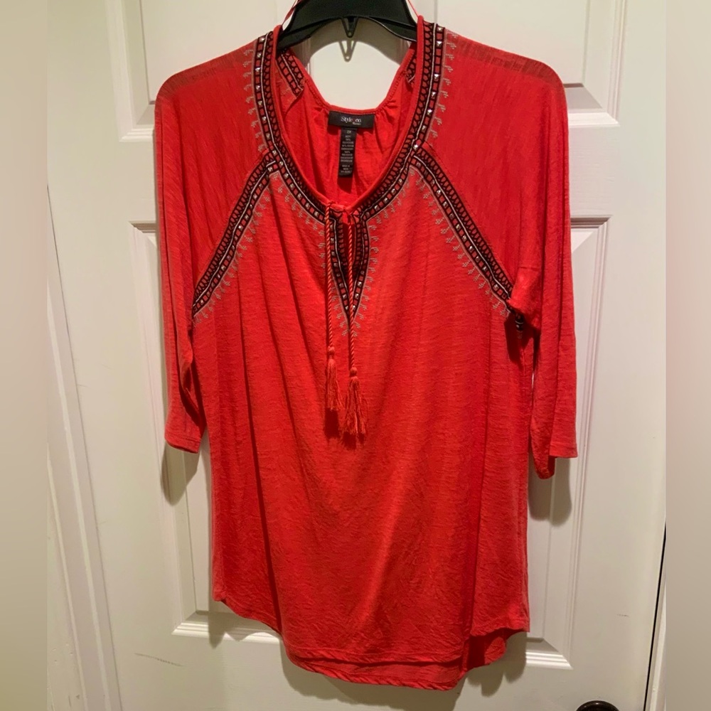 Beautifully Embroidered Boho Tassel Tie Top